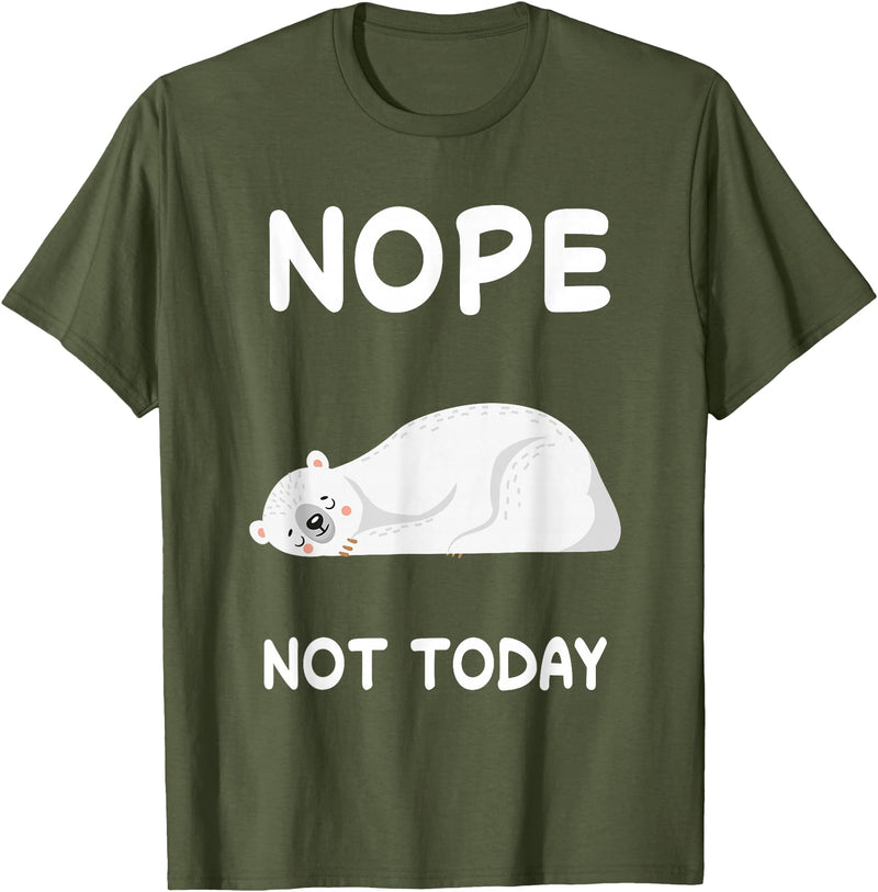 Nope Polar Bear Bears Nap Sleeping Pajama Nightgown T-Shirt - Olive Green
