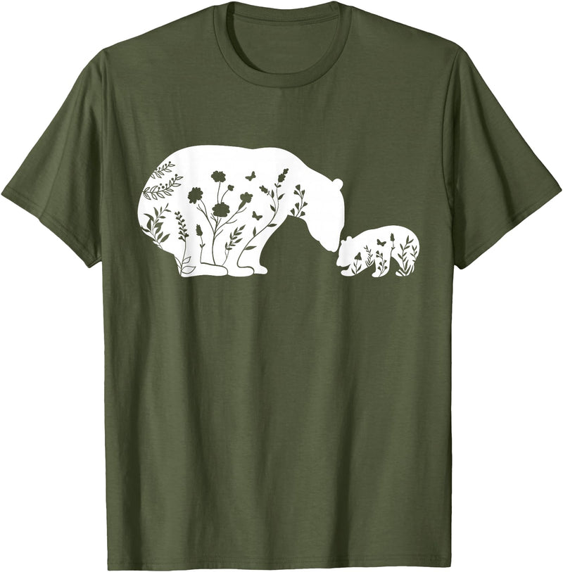 Funny Mama Bear Family Matching Gifts Clothing DJ Mama Bear T-Shirt - Olive Green