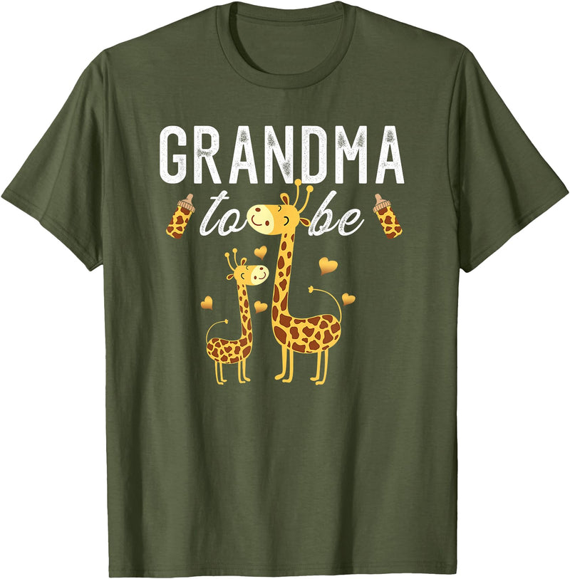 Giraffe Baby Shower Party Ideas For Grandma To Be Grandma To Be Giraffe Baby Shower Cute T-Shirt - Olive Green