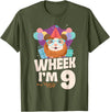 Cute Guinea Pig Lover HD0 Guinea Pig 9th Birthday Wheek I'm 9 T-Shirt - Olive Green
