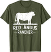 Funny Red Angus Farmer Gift for Cattle Lover Cow Breeder - Red Angus Rancher T-Shirt - Olive Green