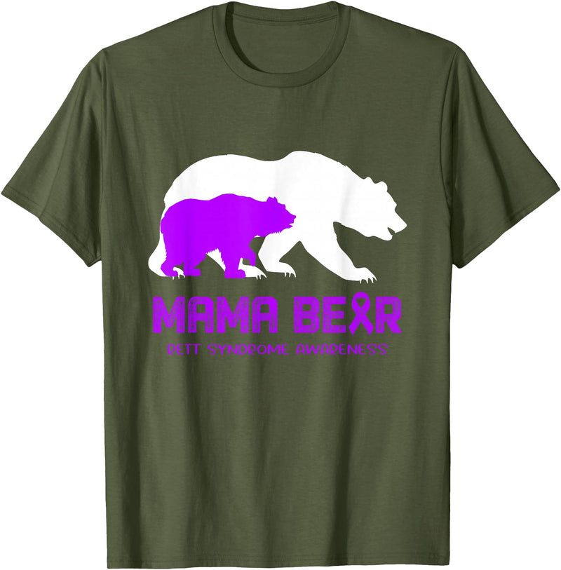 Rett Syndrome Awareness T-Shirt Mama Bear Rett Syndrome Awareness Shirt For Women Men T-Shirt - Olive Green