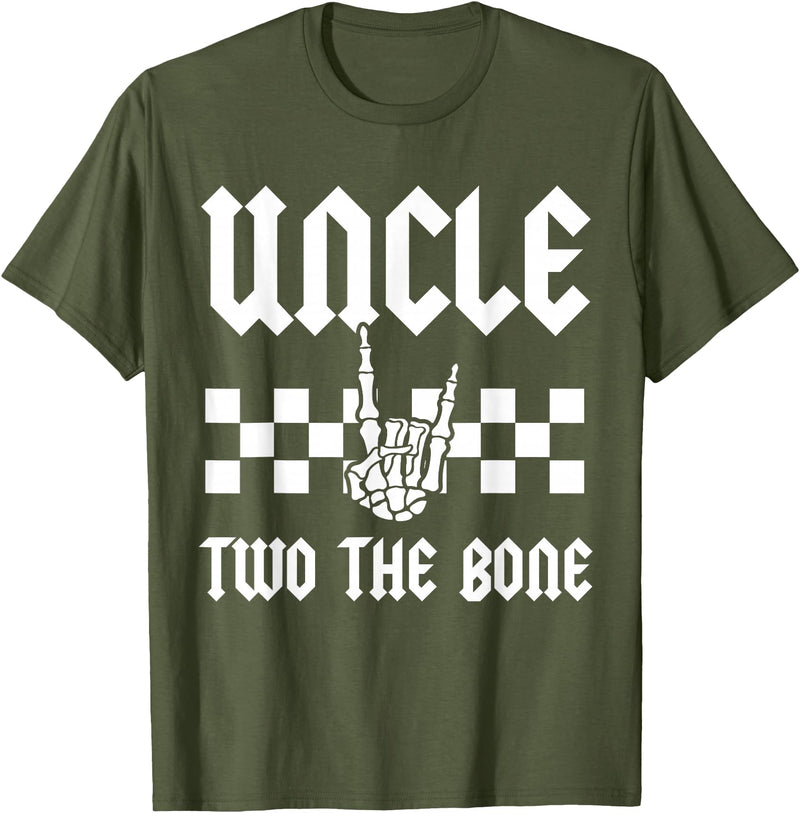 Halloween 2 Years Old Bday Rock Family Matching Uncle Two The Bone Skeleton Hand 2nd Birthday Boy Girl T-Shirt - Olive Green