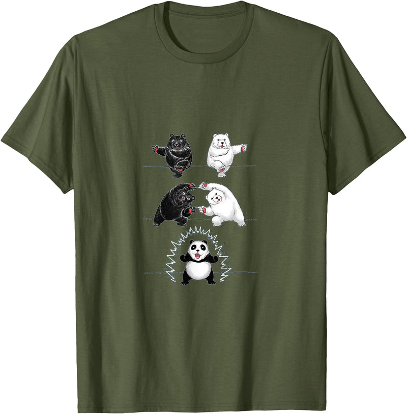 Panda Bear Giant Panda Fusion Dance White Back Panda Bear Giant Panda Fusion Dance Polar White Back Merge T-Shirt - Olive Green