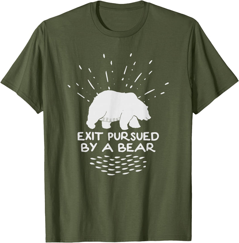 Funny Winter Tees Exit Pursued By a Bear - Funny Shakespeare - Winter Shirt T-Shirt - Olive Green