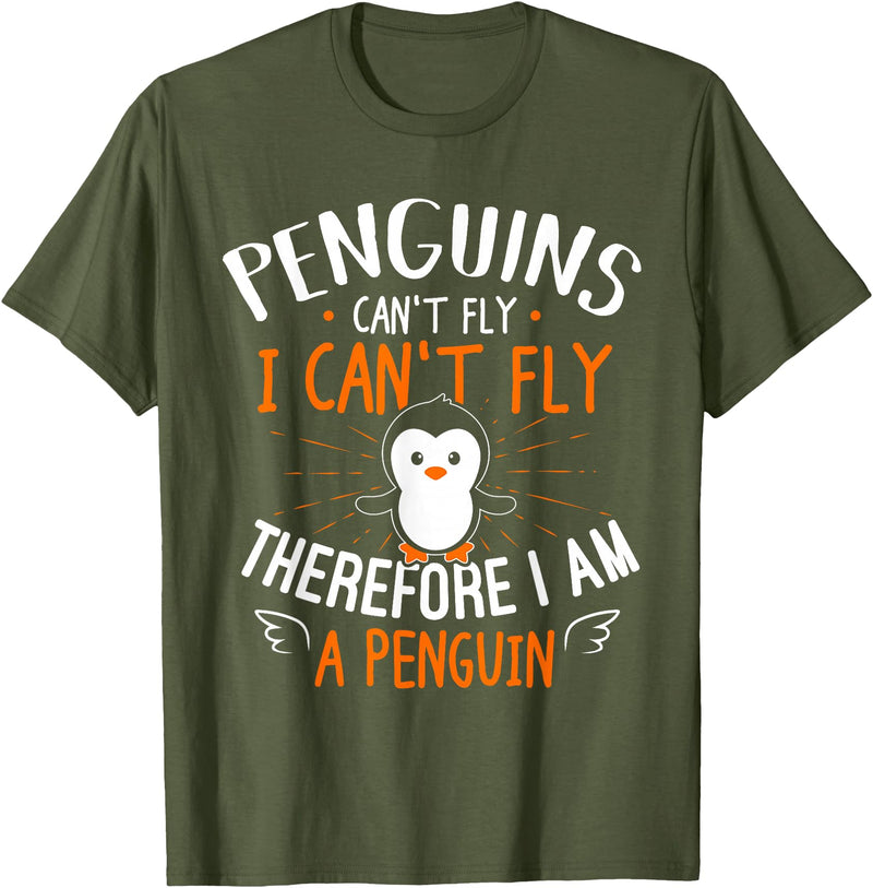 Penguins Can't Fly - Cute Penguin Lover Gift Rabbit T-Shirt in Olive Green