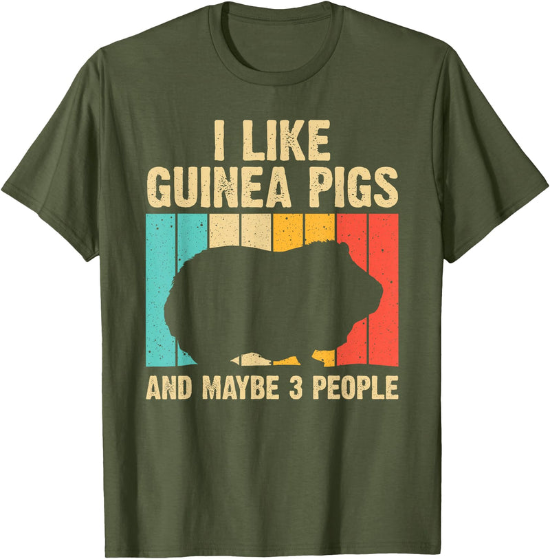 Cool Vintage Guinea Pig Gift Domestic Cavy Animal Funny Guinea Pig Design For Men Women Kids Guinea Pig Lovers T-Shirt - Olive Green