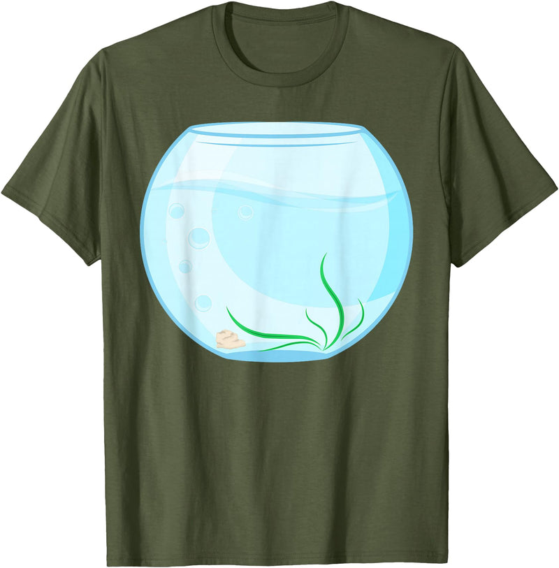 Humours Halloween Fish Bowl Outfits Funny Fish Bowl Costume T-Shirt - Olive Green