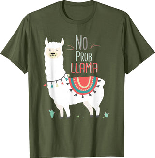 No Prob llama Shirt, No Problama Funny Lama Tee Lamaste T-Shirt - Olive Green