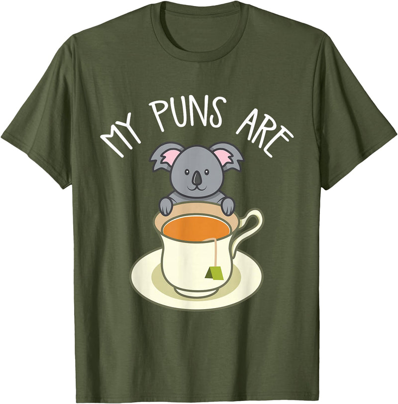My Puns Are Koala Tea Koala Lover Gift T-Shirt - Olive Green