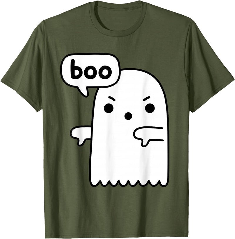 Ghost of disapproval Shirts Gifts Funny Thumbs Down Ghost Screaming Boo Disapproval T-Shirt - Olive Green