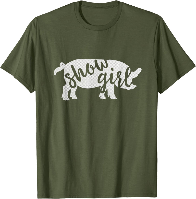 Pig Showing T-Shirts & Gifts Cute Show Girl Pig Shirt T-Shirt - Olive Green
