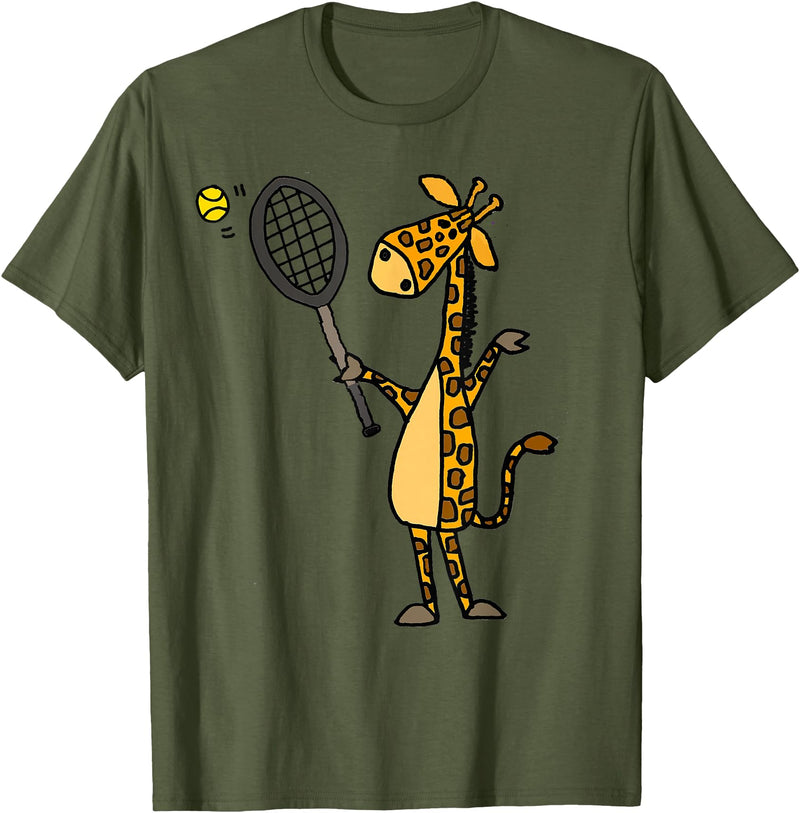 SmileteesSports Giraffe Playing T-Shirt T-Shirt - Olive Green