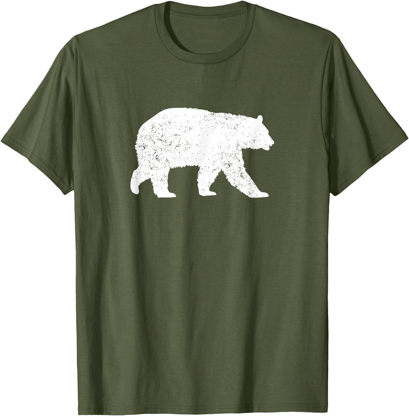 Sasquat Wildlife Silhouette Tees Distressed Black Bear Graphic Silhouette T-Shirt T-Shirt - Olive Green