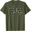 Cow Floral Silhouette Cattle Farm Lover Floral Cow Silhouette Womens Girls Cow Farm Animal T-Shirt - Olive Green