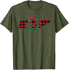 USA State Tennessee Christmas Buffalo Plaid Tennessee Buffalo Plaid Christmas Home Wreath Retro T-Shirt - Olive Green