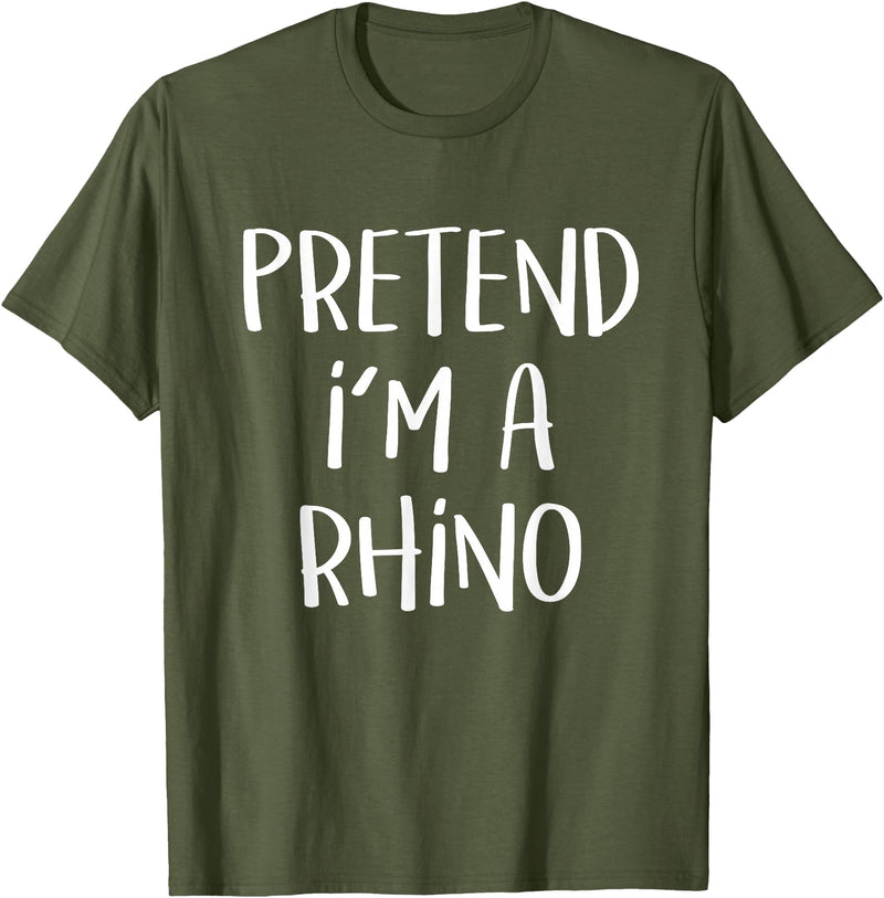 Lazy Costume Party Co. Pretend I'm A Rhino Costume Funny Safari Halloween Party T-Shirt - Olive Green