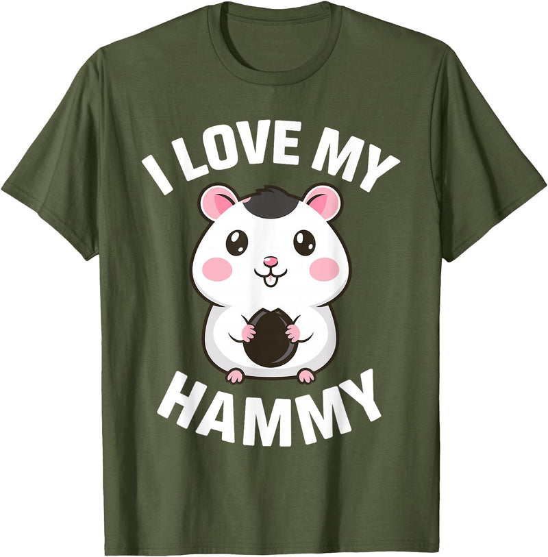 Cute Hamster Design for Men Women Kids Pet Hamster Lovers T-Shirt - Olive Green