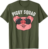 Cool Lucky Swine Fans Party Girl Boy Pork Team Art Piggy Squad | Cute Pig Farmer Animal Lovers Funny Farm Gift T-Shirt - Olive Green
