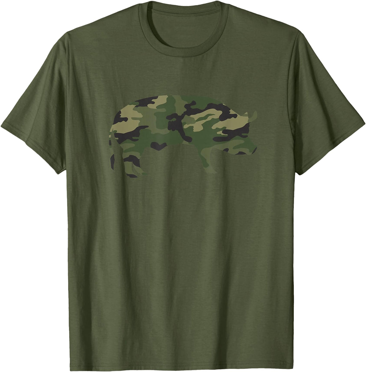 Pig Humor Co. Camo Pig Funny Camouflage Pattern Pig Army Military Colours T-Shirt - Olive Green