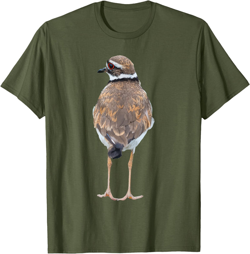 BJD Birds Killdeer Cute Graphic Print T-Shirt Bird Gift Bird Lover T-Shirt - Olive Green