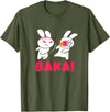 Baka Bunny Rabbit Slap Anime Japanese Kawaii T-Shirt in Olive Green
