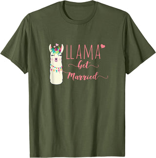 Llama Get Married Funny Bachelorette Party Novelty Llama Get Married Shirt Funny Bride Bachelorette Party T-Shirt - Olive Green