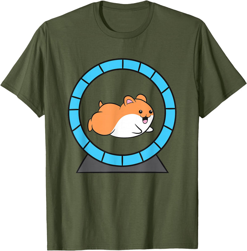 Hamster in a Hamster Wheel Pet Hamster T-Shirt - Olive Green