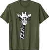 Giraffe with Glasses Zoo Animal Giraffe with Glasses for Zoo Animal Lovers T-Shirt - Olive Green