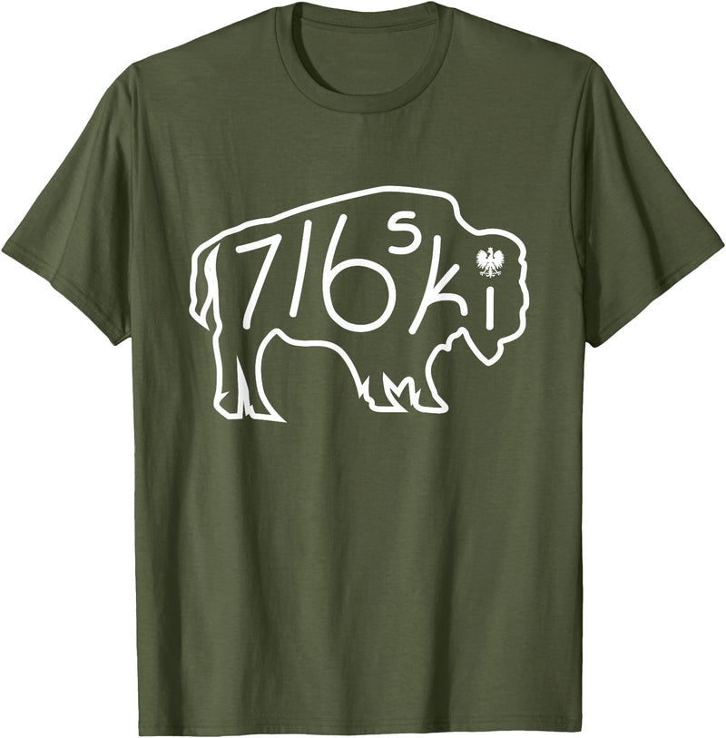 Buffalo Polish 716 716ski Dyngus Day Buffalo NY Polish T-Shirt - Olive Green