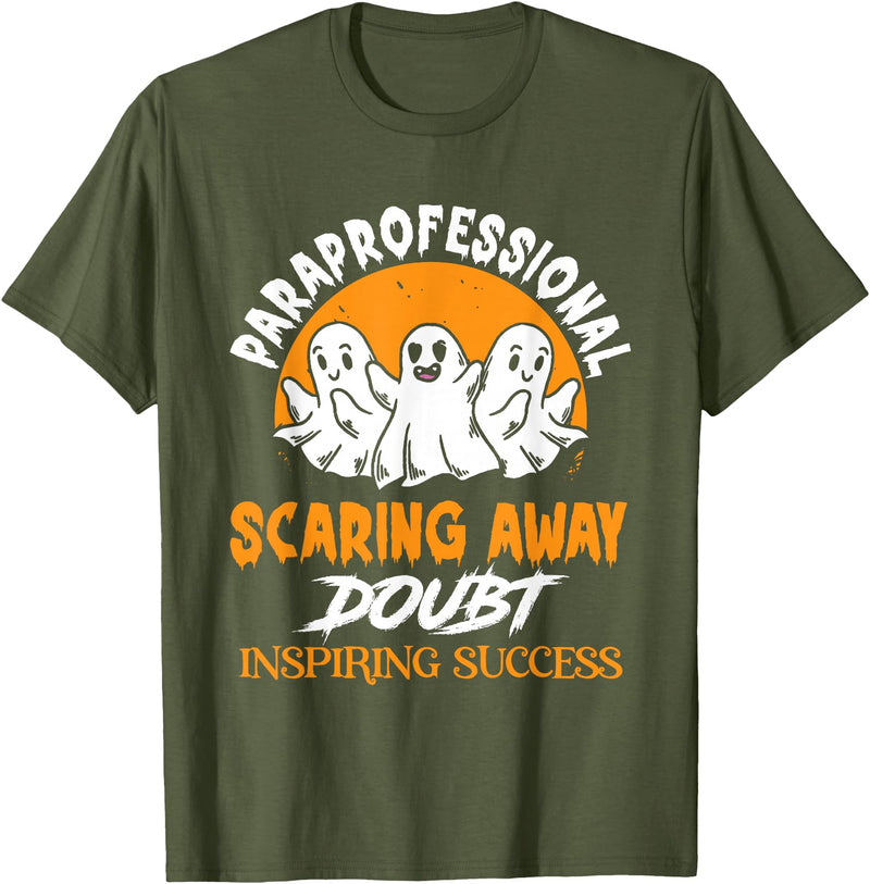 Scary Retired Profession Job Teach Retirement Halloween Paraprofessional Para Educator Teacher Parapro T-Shirt - Olive Green