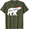 Matching Santa Polar Bear Christmas Gifts Polar Bear Animal Lover Xmas Santa Hat Polar Bear Christmas T-Shirt - Olive Green