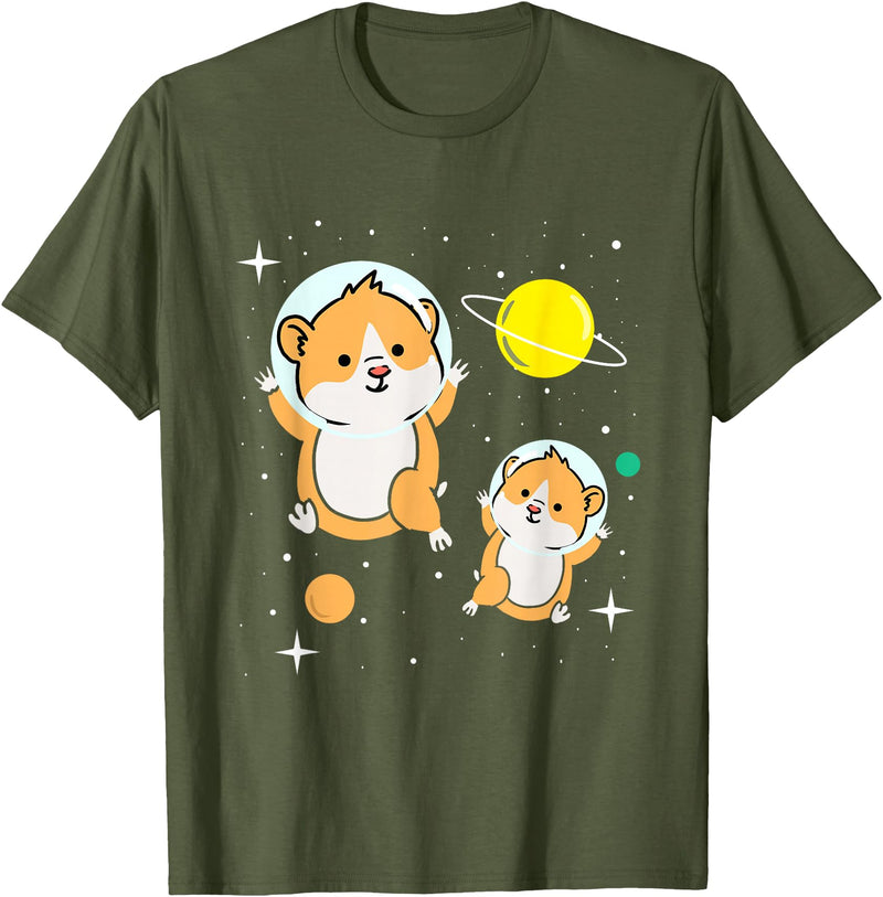 Hamster In Space Hamster Lover Gift T-Shirt - Olive Green