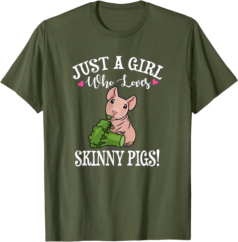Owner Of Skinny Guinea Pig Gifts Shirts & Hoodies Kids Funny Girl Who Loves Hairless Guinea Pig Mom Lover T-Shirt - Olive Green