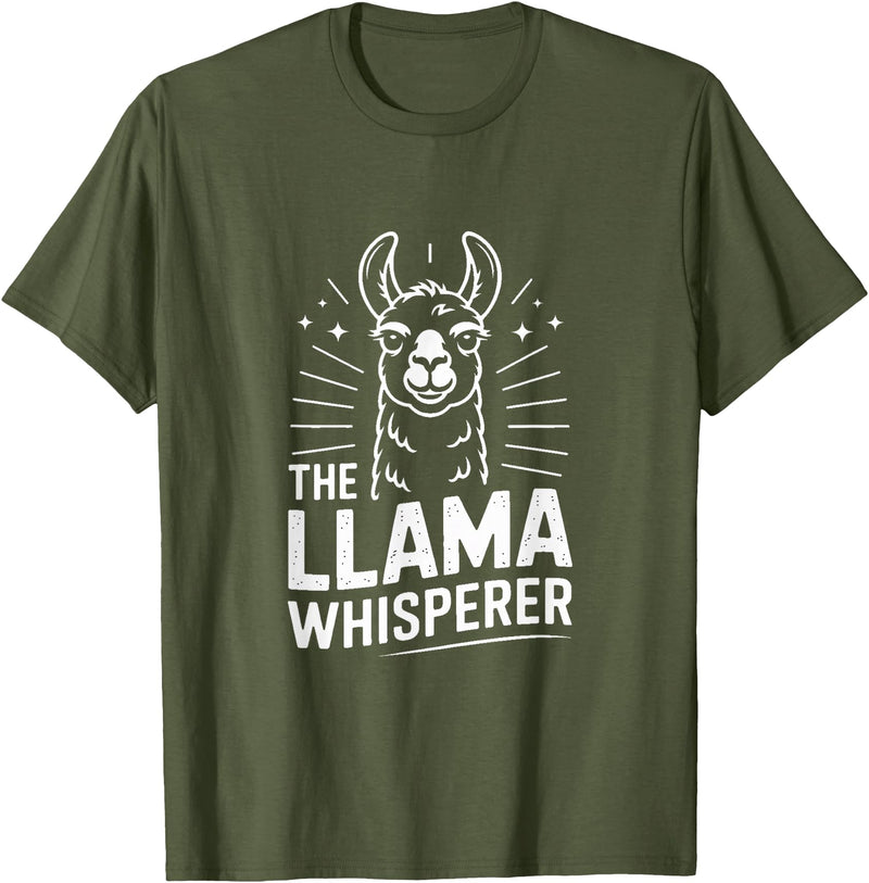 Llama Whisperer Funny Llama Lover Farm Humor The Llama Whisperer Funny Llama Lover Humor T-Shirt - Olive Green