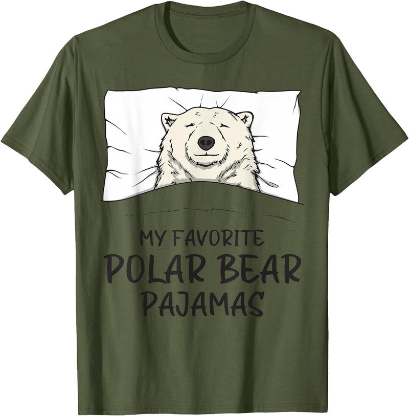 Sleeping & Napping Shirt Gifts Favorite Sleepshirt Favorite Polar Bear Pajamas, Napping Ice Bear Pajama T-Shirt - Olive Green