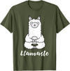 Cute Yoga Shirts - Llamaste Llamaste - Cute Yoga Lovers Gift, Adorable Llama Fitness T-Shirt - Olive Green