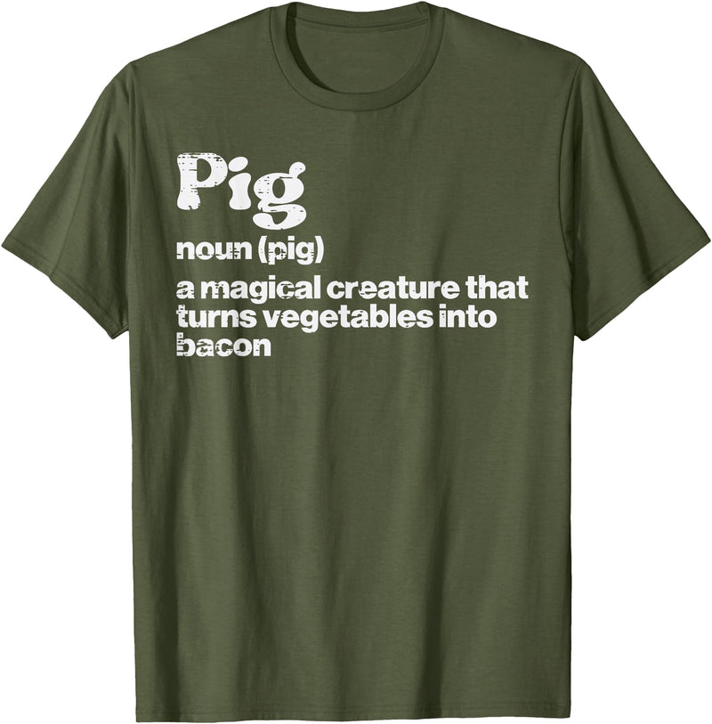 BBQ Barbecue Shirts Men Women Grilling Gifts Pig Definition Bacon Funny Bbq Barbecue Grill Men Women Kids T-Shirt - Olive Green