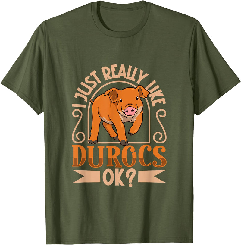 Creative Duroc Pig Designs I Love My Duroc Pig T-Shirt - Olive Green