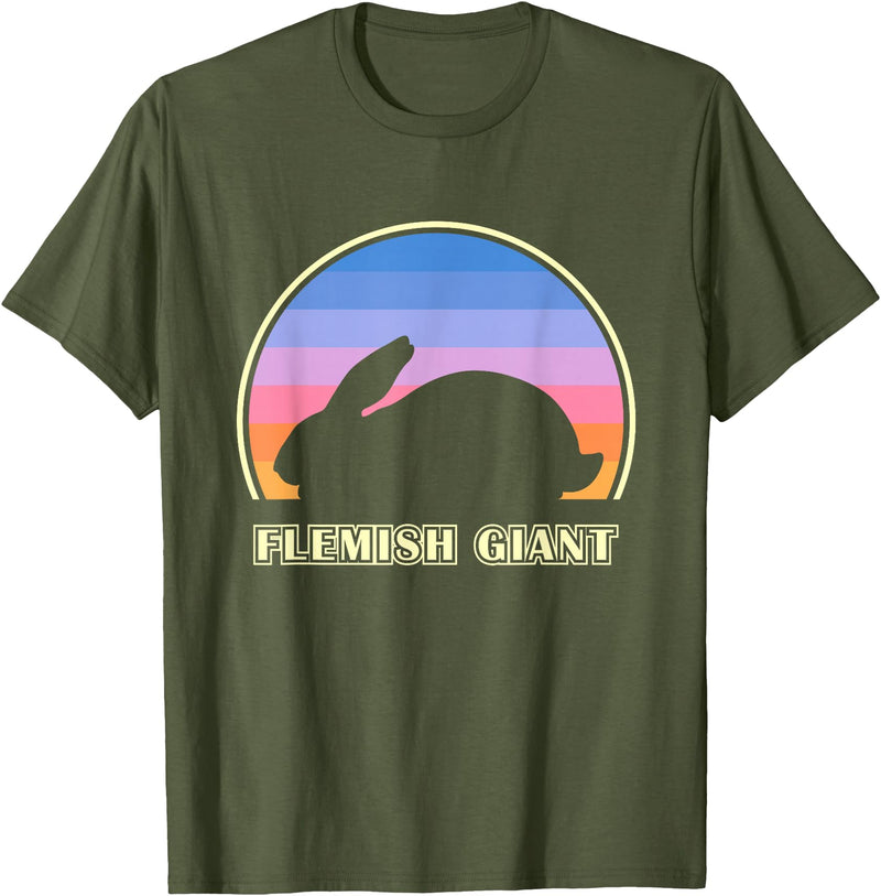 Flemish Giant Vintage Sunset Rabbit T-Shirt in Olive Green