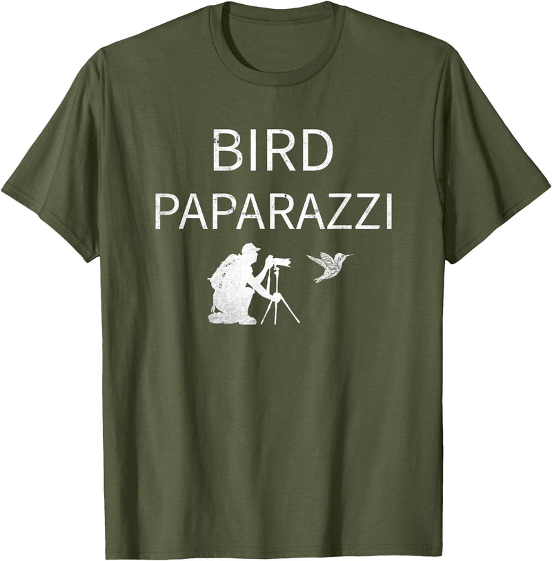 Birdwatching | Bird Photographer Gifts Unisex-Adults Black Short Sleeve T-Shirt Small Bird Photography T-Shirt - Olive Green