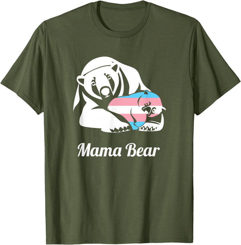 Mama Bear Transgender LGBTQ Tees Mama Bear Transgender LGBTQ Trans Pride T-Shirt - Olive Green
