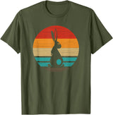Rabbit Retro Style Vintage T-Shirt in Olive Green