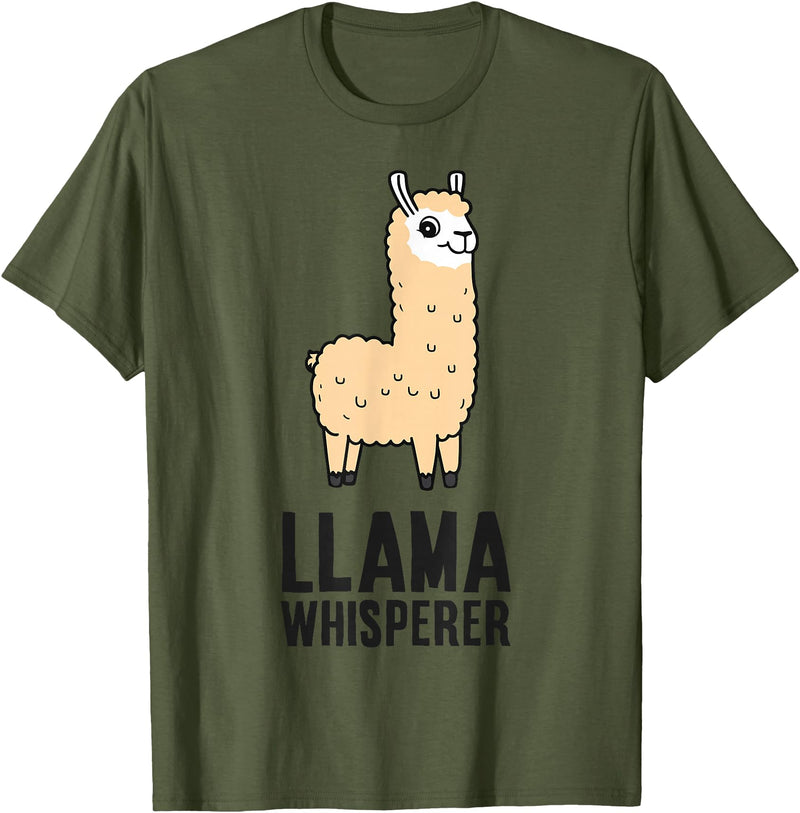 Funny Llama Lover Gifts Llama Whisperer T-Shirt - Olive Green