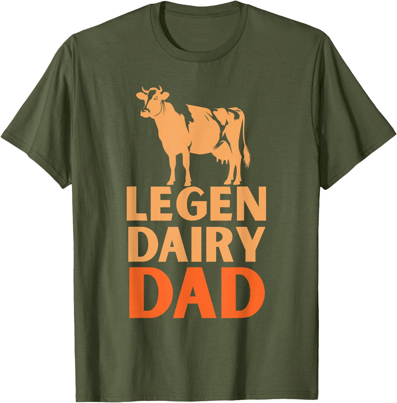 Cool Legendairy Cow For Dad Farming Tees Legen Dairy Dad Cow Vintage for Men Farmer Father's Day T-Shirt - Olive Green