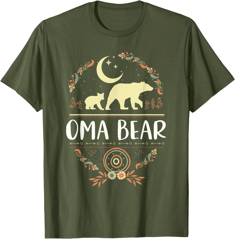 Matching Family Grandma Bear Boho by Foxio Grandma Bear Floral Family Fun Boho Bear T-Shirt - Olive Green