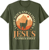 Funny Llamas Saying Protestant Bible Christ God Llamas Lover Christian Religion Faith Jesus Catholic T-Shirt - Olive Green