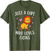 Gifts For Lion Lovers Girls Just A Girl Who Loves Lions Cute Lion Lover T-Shirt - Olive Green