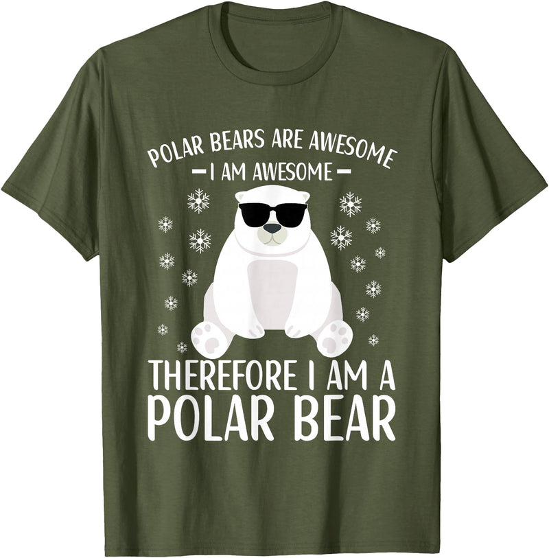 Polar Bears Accessories for Men Women & Kids Polar Bear Quote Cool Polar Bears Apparel for Kids T-Shirt - Olive Green