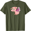 RWS235 When Pigs Fly, Flying Pig T-shirt T-Shirt - Olive Green